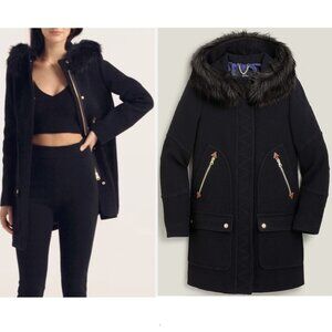 J. Crew Chateau Nello Gori Italian Stadium Cloth Wool Parka Coat Black Sz 22 3X*